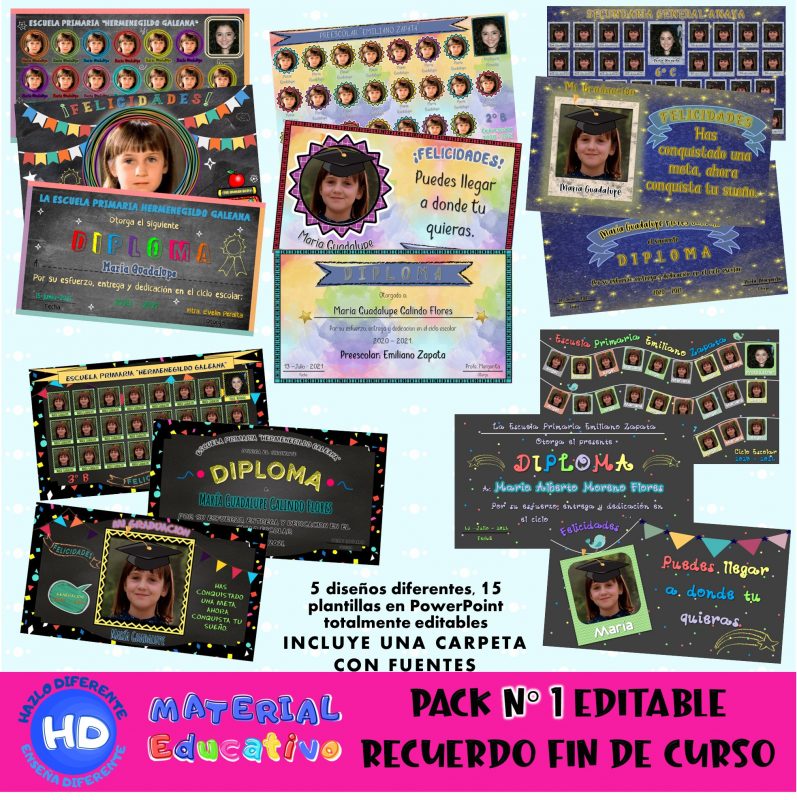 FIN DE CURSOS PACK 1 EDITABLE EN POWERPOINT – Hazlo Diferente